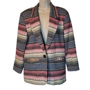 Vintage 80s Ivy Club Classics Blazer Sz Med Aztec Native Beautiful Colors